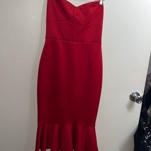 Red Satin Tube Dress